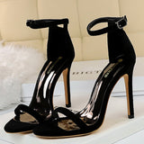 Women 9cm High Heels Crystal Sandals Wedding Bridal Stiletto Heels Sandles Glitter Prom Elegant Stripper Satin Strap Shoes