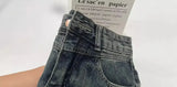 Pbong  High Waist A- Line Mini Skirt Women's Denim Pleated Skirt Summer American Retro Sexy Short Skirt plus Size Anti-Light