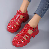 Pbong  Luxury New Thick Sole Sandals Women Wrap Toe Hollow Outs Roman Sandalias Women Casual Beach Shoes Summer Platform Sandals Woman