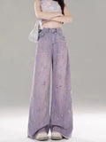 Pbong  Spring Summer New Jeans Hole Raw edge Design High Waist Casual Loose Wide Leg Pants Y2k Harajuku Vintage Women's Clothing