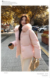 Preppy Style Sweet Parkas Women Cute Long Sleeve Vintage Faux Fox Hooded Cotton Coat Korean Winter Thick Warm New Outwear