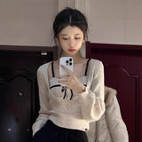 Korean Luxury Temperament Two Piece Sets Design Women Clothes Spliced Bow Appliques Tank Tops Y2k Aesthetic Long U Neck Tops