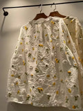 Mori kei fashion cotton 3D flower embroidery shirts and blouses for women spring original design fairy blouse boho clothing