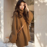 Oversized Turtleneck Sweater Women Loose Plain Rolled Neck Jumper Knit Pullovers Loose Soft Knitwear Autumn Winter Outfit