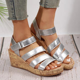 Pbong  New Summer Fashion Wedge Sandals for Women Gold Silver Roman Style Peep Toe Platform Sandalias Mujer Thick Bottom Beach Shoes