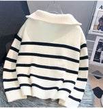 Sweater pullover women Spring and Autumn underwear 2024 New zipper stripe underlay short style popular premium sweater female
