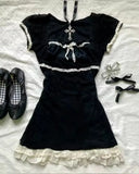 Pbong  Y2K Vintage Hot Fashion Dress Summer Aesthetic Lace Women's Classic Sundress Halter Sleeveless Slim Emo Harajuku Casual Frock