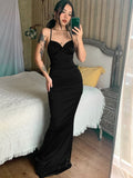 Lace Up Women Solid Satin Maxi Dress Backless Bodycon Sexy Streetwear Party Elegant Festival Evening  Summer Outfit