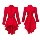 Women Medieval Victorian Gothic Steampunk Coat Tuxedo Tailcoat with Irregular Hem Vintage Trench Frock Outfit for Cosplay Party
