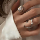 Fashion 925 Sterling Silver Pearl Ring High Quality Geometric Shape Ring Delicate Accessories Birthday Party Gift 