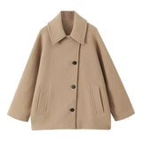 2025 New Autumn Fashion Solid Lapel Jacket For Women Single Breasted Long Sleeve Coats Female Elegant Chic Street Outwear