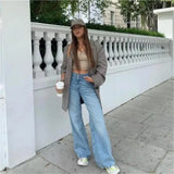 Japanese 2000s style y2k jeans for women denim pants vintage clothes baggy jeans blue loose wide leg high waist jeans black