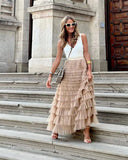 New Casual Womens Solid Ball Gown Long Skirt Tulle High Waist Pleated Elegant Ladies Wild Mesh Dating Maxi Skirts Drop