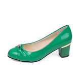 Pbong  Spring New Soft-soled Single Shoes Round Toe Shallow Mouth One Slip Block Heel Non-tiring Shoes