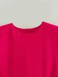 Pbong   Elegant Rose Red Party Dresses for Woman Ruched Sleeveless Split Cut Out Midi Dress Ladies Commuting Streetwear Vestido