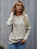 Autumn and winter pure color simple round neck long sleeved women's knitted sweater