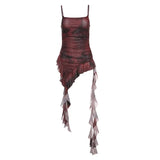 Pbong  Summer Sisters Party Gradient Retro Sweet Gentle Sexy Hot Cool Cool Women'S Thin Mini Tassel Sling Dress