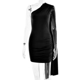Pbong  Red Color Evening Party Dresses for Women Diagonal Collar Sleeveless High Waist Patchwork Ribbon Mini Dress Female