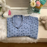 Cotton Comfort Sleepwear Casual Women Pajamas Spring Summer Cherry Print Cute Lapel Button Shirts And Pant Two Piece Sets 2024