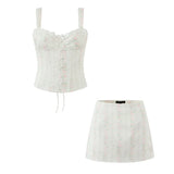 Pbong   French Retro Sweet Floral Print A-line Mini Skirt Women Sexy Low Waist Vacation Summer Skirts