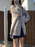 Slouchy Knit Cardigan Sweater for Women Comfy Cable-knit Button Up Sweater Jacket Female Autumn Winter Vintage Outfit