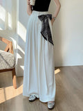 Pbong  Chic Lace Up Suit Wide Leg Pant Women Elegant Loose High Waist Bow Trousers Korean Fashion Female Casual Sweet Pants New