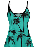 2025 Women's Beach Dresses Palm Tree Print Hawaii Vacation Dress Spaghetti Strap V Neck A Pendulum Mini Dress