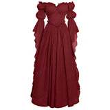 Pbong  Medieval Court Dress, Women's Retro Dress, European and American Stage Performance Long Dress, Cosplay Full Set