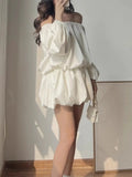 Autumn Women Elegant and Chic Mini Party Dress Fashion New Long Sleeve Vintage Casual Birthday Cute Beige Dresses