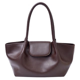 Pbong  Fashion PU Chic Tote Handbag Retro Solid Color Underarm Pouch Commute Daily Shoulder Bag Large Capacity Top-Handle Bags
