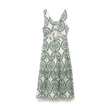 Embroidery Green Women Summer Short Dress 2025 New V-neck Sleeveless Long Dress Chic Fashion Backless Vacation Beach Vestidos