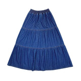Denim Long Skirt Half Cake Umbrella Skirts for Woman Mid-length Elastic High Waist Dress Korean Fashion Y2k Clothing