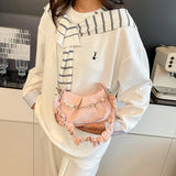 Pbong  Fashionable Pleated Chain Underarm Bag Women's Crossbody Bag Stylish Versatile Single Shoulder Bag for Casual Travel