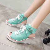 Pbong  Women Sandals  New Lady Platform Wedges Sandals Zipper Comfortable Women's Sandals Open Toe Casual Summer Sports Shoes