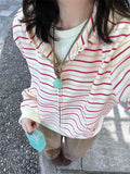 Vintage Striped Zip Up Hoodies Women Korean Style Oversized Casual Sweatshirts Harajuku Fashion Cardigan Streetwear
