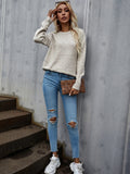 Autumn and winter pure color simple round neck long sleeved women's knitted sweater