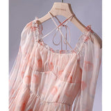 Pbong  Pink and Tender Printed Dresses with Beautiful Clear and Romantic Atmosphere Cute Long and Short Style of Celebrity Lady