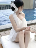 Elagant Halter Spaghetti Strap Women's Two Pieces Sets Summer Fashion Strapless Top Short Shirt Holiday Party New Outifits