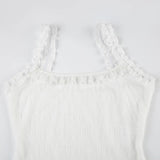 Sexy Strap Jacquard Ruffles Sleeveless Dress
