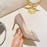 Pbong  Shoes for Women Sexy Stilito Stripper Gold Y2k 39 Chic and Elegant Korean Style Quick Delivery Luxury Brand Slip On Woman Pumps