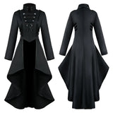 Pbong  Latest medieval dress, tailcoat, flip collar, irregular hem, retro long top, European and American fantasy adventure set