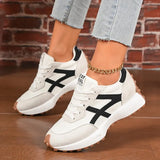 Pbong  Women Sneakers Leather Casual Woman Lace Up Sport Shoes Luxury Platform Shoes Womens Leisure Light Anti-slip Running Shoes