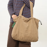 Pbong  Korean Canvas Women Shoulder Bag Female Student Tote Shopper Bag Large Fashion Corduroy Ladies Hand Bags Woman Handbags