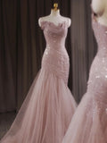 Pbong  Ele Pink Evening Gown Women's Fi Tail Wedding Dr Host Adult Ceremony High-End Luxury Cusizable Long Dr