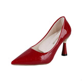 Pbong  New Pointed Thin Heels Classic Casual High Heels New Embossed Fashion Large Shoes Women's Shoes