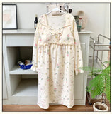 Pbong  Spring Autumn New With Chest Pad Nightgown Women Sleeping Dress Cotton Princess Sleepwear Pajamas Nightie Casual Home Clothes