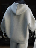 Solid Hooded Cardigan Sweatshirt For Women Drawstring Zipper Long Sleeve Loose Jackets 2024 Spring New