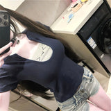 Pbong  Y2k Aesthetic Fake Two Pieces Tshirts Women Harajuku Printing Casual Bodycon T-shirt Summer Streetwear Patchwork Grunge Tees