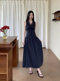 Lace Pathwork Sleeveless Long Modest Dress Summer 2025 Party Evening Dress 2025 V Neck Tunics A Line Midi Dress Clothes