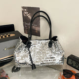Pbong  Sequins Shoulder Bags for Women Designer New Trendy Fashion Evening Party Bling Square Bag Handbags and Purses